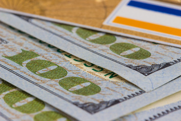 bank card, dollars