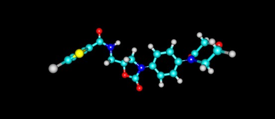 Rivaroxaban molecular structure isolated on black