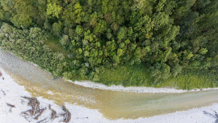 Top view of a wide river bed.