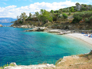 Fototapeta premium blue lagoon coast landscape ionian sea on Corfu island