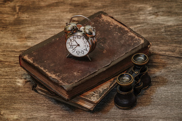 clock on a wooden background