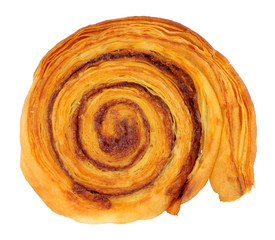 Cinnamon sweet pastry roll isolated on a white background