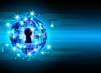 Abstract security technology background, key lock and digital technology background, Vector Illustration