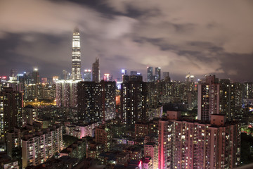 Fototapeta na wymiar Night skyline overseeing Shenzhen city