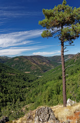 Landscape of Serra da Estrela (Star Mountain Range) that is the highest mountain range in Continental Portugal.