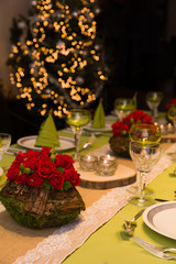 Fototapeta na wymiar Decorated christmas table