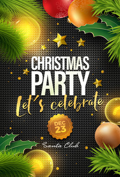Merry Christmas Party Poster Design Template