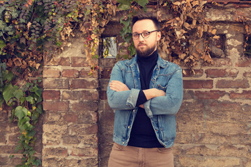 Modern attractive guy posing outdoors.Fashion concept.