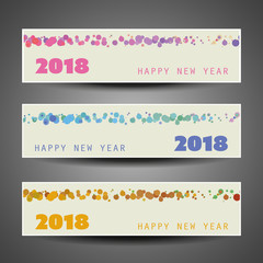 Naklejka premium Set of Spotted Horizontal New Year Headers or Banners - 2018