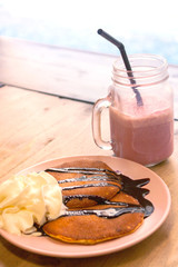 Desayuno Smoothie con tortitas