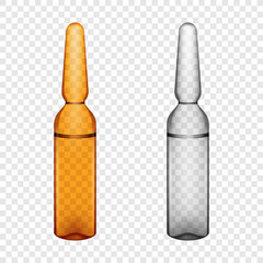 Set of transparent glass ampoules, vector illustration