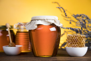 Jar of liquid honey