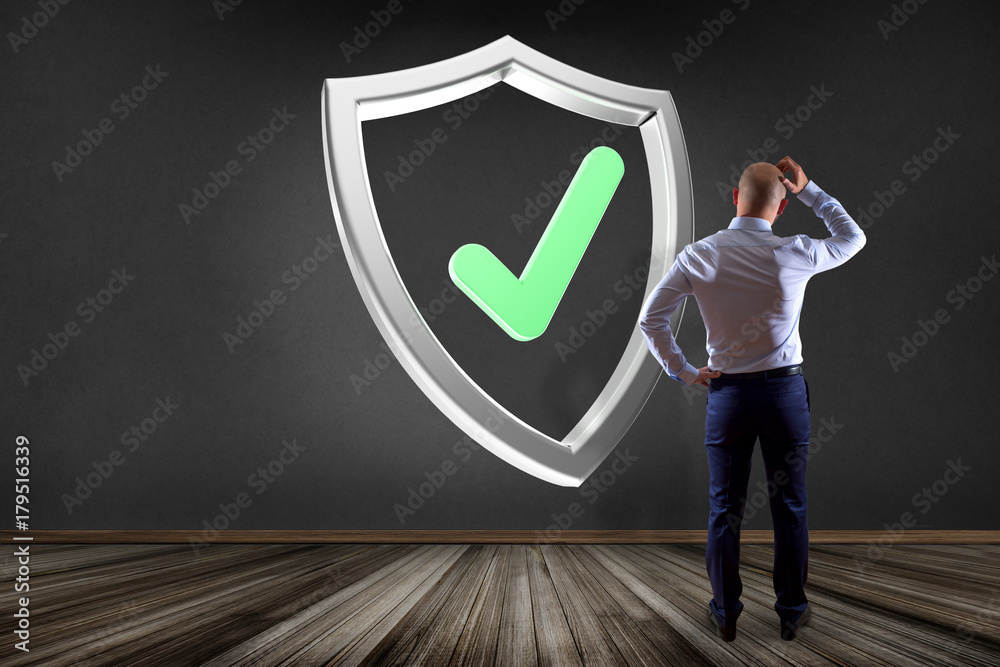 Poster shield symbol displayed on a futuristic interface - 3d rendering