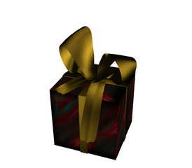 Weihnachtsgeschenk mit goldener Schleife auf weiß isoliert