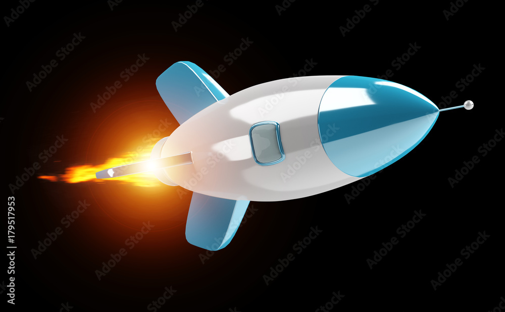 Aufkleber isolated modern digital rocket 3d rendering