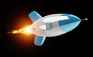 Fototapeta na wymiar Isolated modern digital rocket 3D rendering