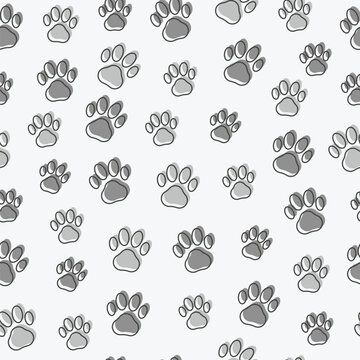 Dog or cat paws seamless pattern. Thin line vector illustration for background of pet shop.