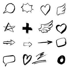 Set of hand drawn icons isolated on white background. Vector illustration
