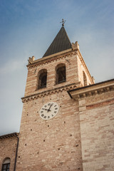 Fototapeta na wymiar Santa Maria Maggiore's steeple, Spello, Umbria, Italy