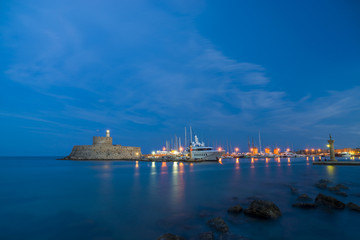 Agios Nikolaos fortress on the Mandraki harbour of Rhodes