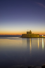 Agios Nikolaos fortress on the Mandraki harbour of Rhodes Greece