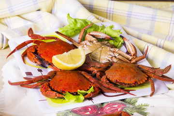 seafood, crab dish with lemon