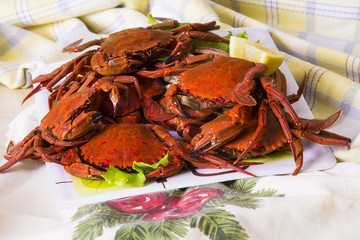 seafood, crab dish with lemon