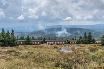 The old  locomotive in forest in Harz, Germany