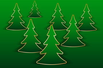 Obraz premium Christmas greeting card with fir trees cut out from paper. Vector illustration EPS10