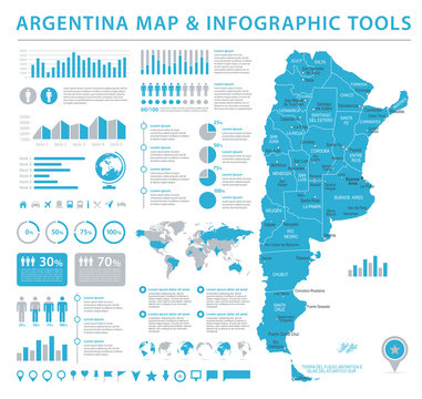 Argentina Info Graphic Map - Vector Illustration