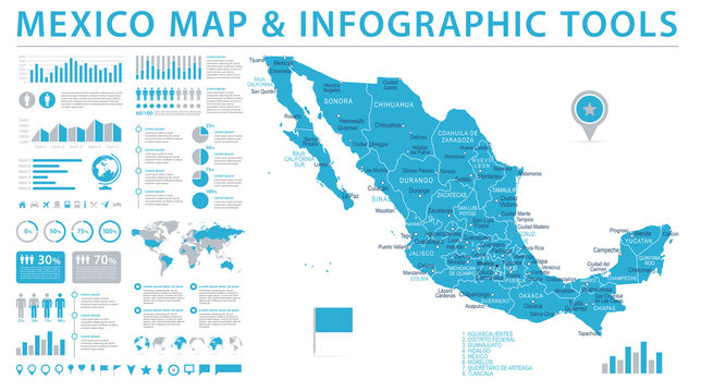 Mexico Map - Info Graphic Vector Illustration