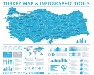 Naklejka premium Turkey Map - Info Graphic Vector Illustration