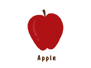 Apple. Fruit icon. Illustration. Child style. Funny. Clip art.