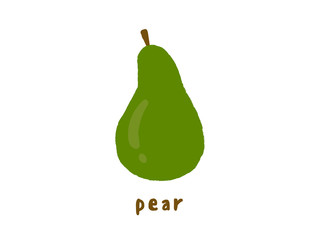 Pear. Fruit icon. Illustration. Child style. Funny. Clip art.