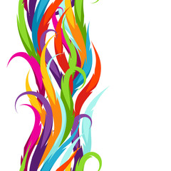 Fototapeta premium Abstract colorful seamless pattern. Feather or waves decorative ornament