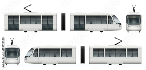 Download "White tram vector mock-up for advertising, corporate ...