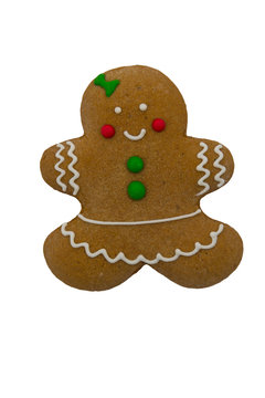 Gingerbread woman isolated on white background