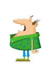 man wearing green shirt talking