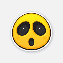 Vector illustration. Emoticon for expressing emotion of surprise or fear or fright. Wonder or consternation emoji. Icon for expression of feelings. Sticker with contour. Isolated on white background