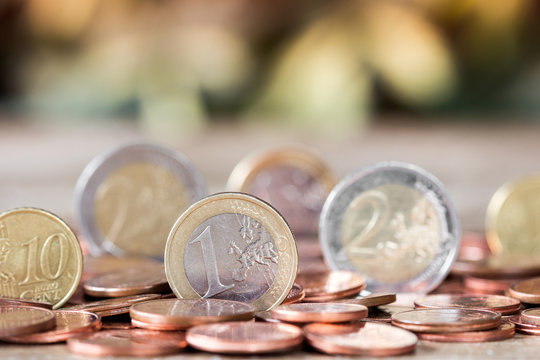 Euro coins,shallow depth of field