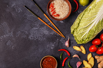 Ingredients of  asian spicy food.