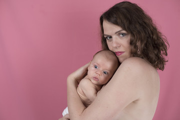 Cute portrait of mother and baby