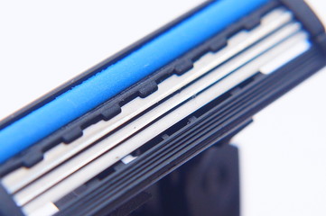 Close Up Of Shaving Razor Blade Over White Background