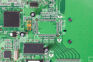 Electronic board in top view, electrical engineer concept