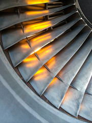 Close up of aircraft engine blades
