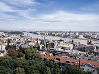 Fototapeta na wymiar Budapest seen from above on a cloudy day, Hungary on September 2017