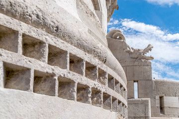 Detail of the Fisherman's Bastion in Budapest, Hungary. September 2017