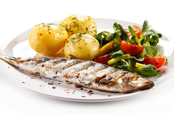 Fish dish - roasted trout with vegetables
