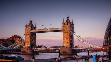 Sunset in London, view to the Tower Bridge- LONDON, ENGLAND