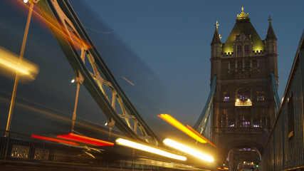 Rush hour in London, view to the Tower Bridge- LONDON, ENGLAND, long exposure